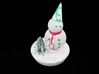 Christmas Snow Man Low-poly 3D model purchase