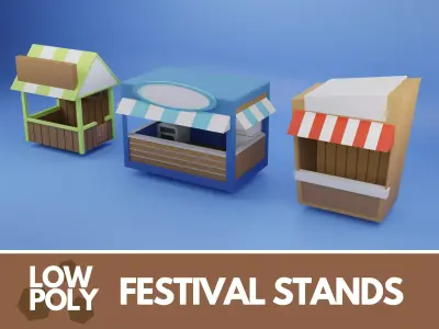 Festival Carnival Stands Low Poly Low-poly 3D model