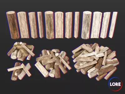 Medieval Essentials Firewood Building Set Low-poly 3D model