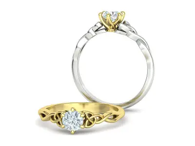 Knot Solitaire Engagement Womens Ring TwoTone 5mm Stone 3dmodel 3D print model