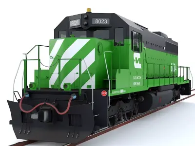 Locomotive EMD SD40-2 Burlington Northern Low-poly 3D model