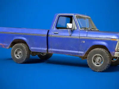 Ford Classic F100 pickup 1976 Old Blue Low-poly 3D model