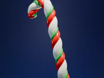 3D Candy Cane Christmas Decoration 3D model