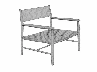 Leather wood chair 3D model