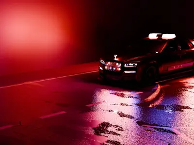 Rolls Royce red painted police car animation and model    3D model