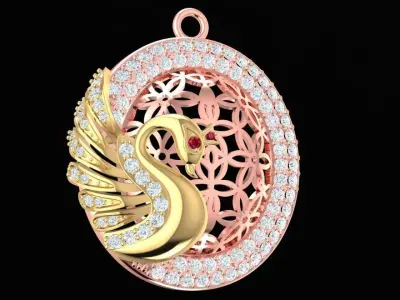 Luxury Diamond Swan Pendant Jewelry Design 1945 3D print model