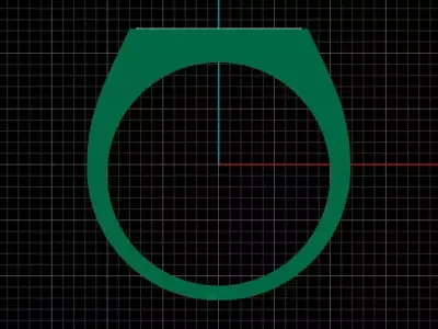 Mens Black Enamel Geometric 16 mm Signet  Ring 5 3D print model