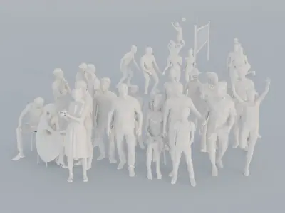 19 LP THIRTIES CASUAL SUMMER SPORT CROWDS MAN SITTING WOMAN 3D print model