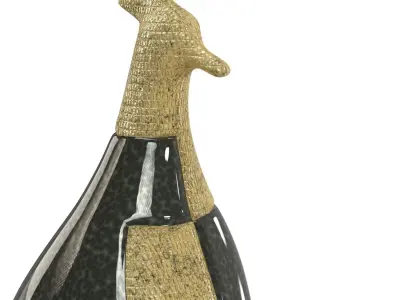 Marioni Pop Tall Peacock Ceramic Sculpture  PBR 3D model