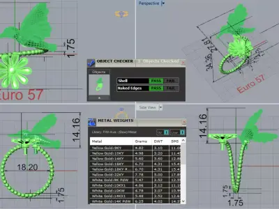 Gold stl 3dm Ring with Bird and Flower Design Model gr0140 3D print model