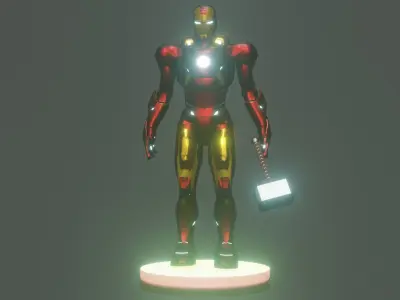 Avengers Iron Man Mark LXXXV suit 3D Model with Mjolnir 3D model