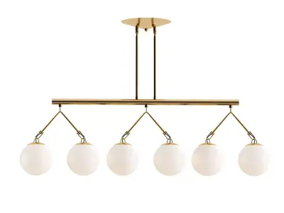HOOKED-GLOBE-ISLAND-CHANDELIER six light brass chandelier wit... 3D model