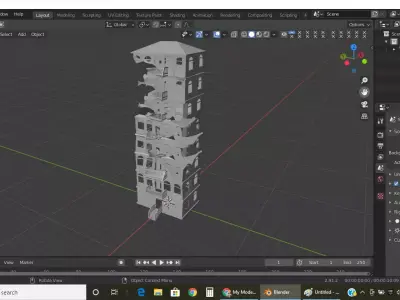 destroyed post apoclptic building 3D model