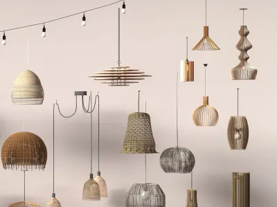 Wabi - sabi Boho pendant light collection 3D model