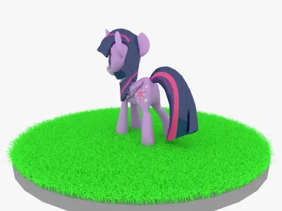 Cartoon Purple Pony Rigged Low-poly 3D model