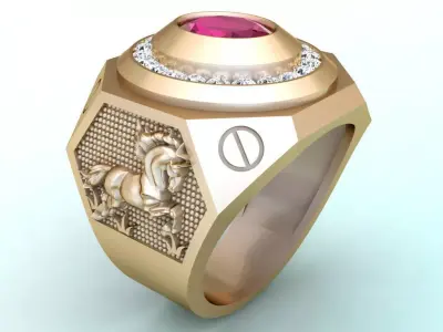 Horse rings - Mens ring - N2389 3D print model