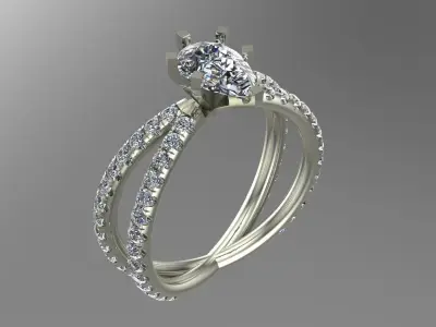 Diamond classic Ring to print 3 Sizes 3D print model