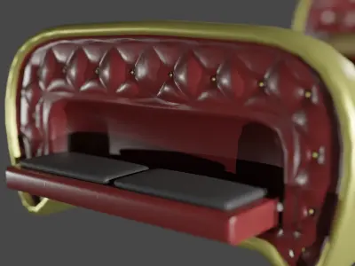 Rigged Red Quilted Bed 3D model