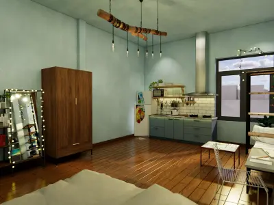 2 Apartment In 1 Floor  With Bathroom And Balcony 3D model