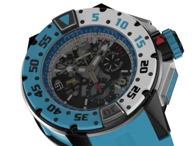 Richard Mille RM 032 Blue Luxury Watch 3D model