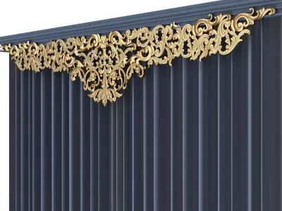 Cornice Classic Curtain 013 Low-poly 3D model