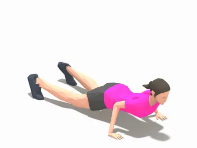 hindu push-ups Exercise Woman Animation Low-poly 3D model