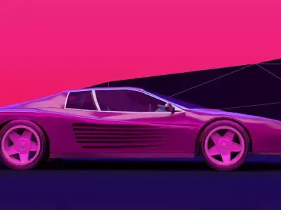 looks like a ferrari retro wave lowpoly 3D model