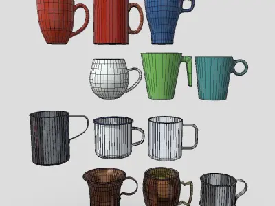 Mug Big Pack Low-poly 3D model