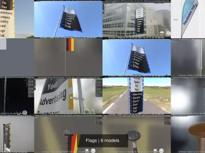 Flags flag pole 3D Model Collection