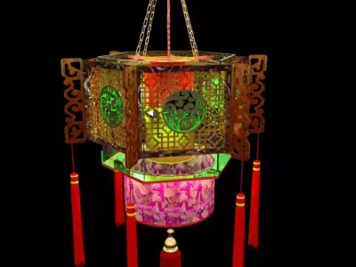 Chinese palace lantern 3D model 6
