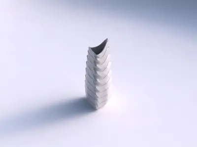 Vase curved tipping triangle 2 with horizontal dents and twis... 3D print model