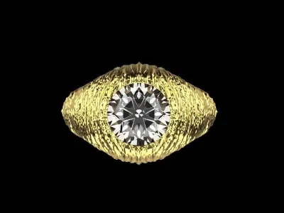 textured signet ring model 907  3D print model