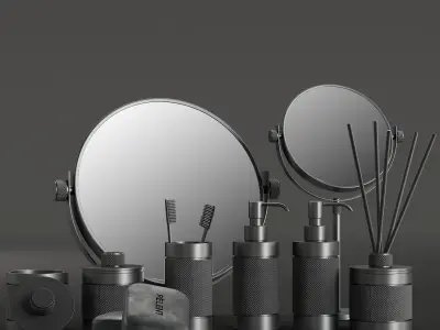 088 Bathroom decor set ACCESSORIES Charcoal Matte 00 3D model