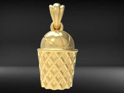 Solid Basketball Net Necklace Pendant Charm Sport Jewelry  3D print model