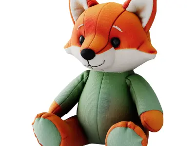 Plush Fox Toy Set Low-poly 3D model