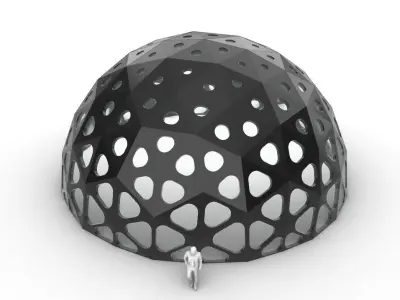 Geodesic Dome with Dynamic Perforations and glass panels 3D model