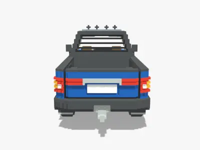 Voxel Pickup Single Cab Size 3 Low-poly 3D model