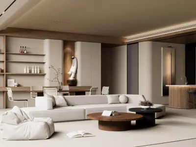 Modern living room 3D model  3D model