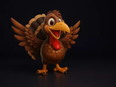 Cute Cartoon Turkey Model Thanksgiving Decoration 3D print model