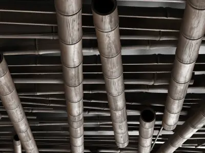 Bamboo ceiling decor tiki bar 3D model