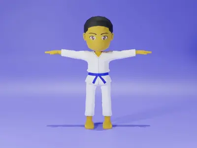 Low poly Karate Character sets ready for mobile game Low-poly 3D model