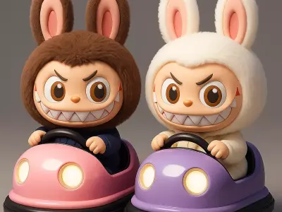 Labubu Duo in Bumper Car 3D print model