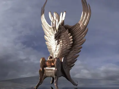 Feathered angel wing Throne Large  Low poly  Low-poly 3D model