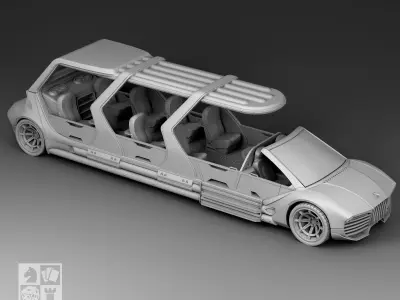 Futuristic Limousine with a hinged roof 3D print model