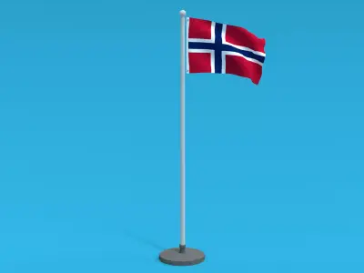 Low Poly Seamless Animated Norway Flag Low-poly 3D model