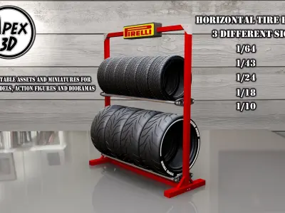 Horizontal tire Rack 3d printable in various scales 3D print model