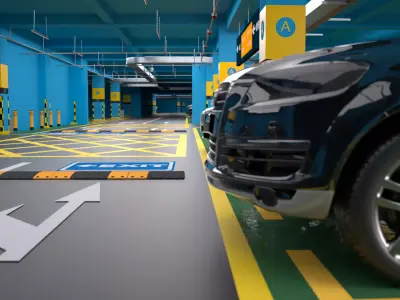 Cinema 4D OCtane shopping mall supermarket underground garage 3D model