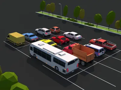 Cartoon Low Poly City Cars Pack Low-poly 3D model