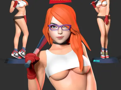 Female baseball player  3D print model