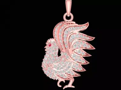 Luxury Rooster Pave Diamond Pendant for Men and Women  2289 3D print model